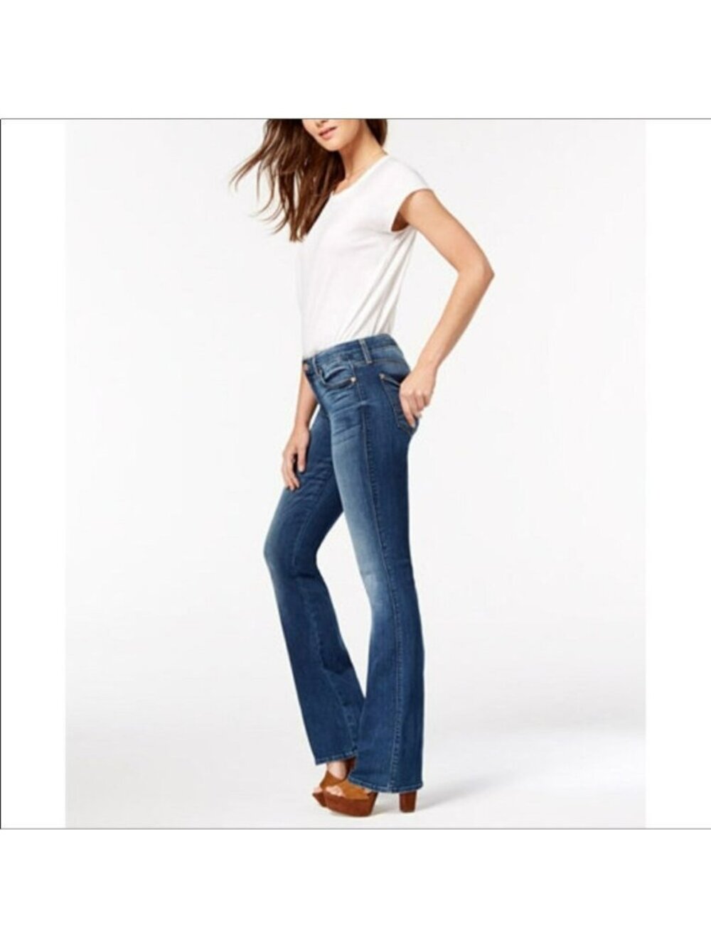 7 For All Mankind Bootcut Stretch Denim Jeans Womens 28 Blue